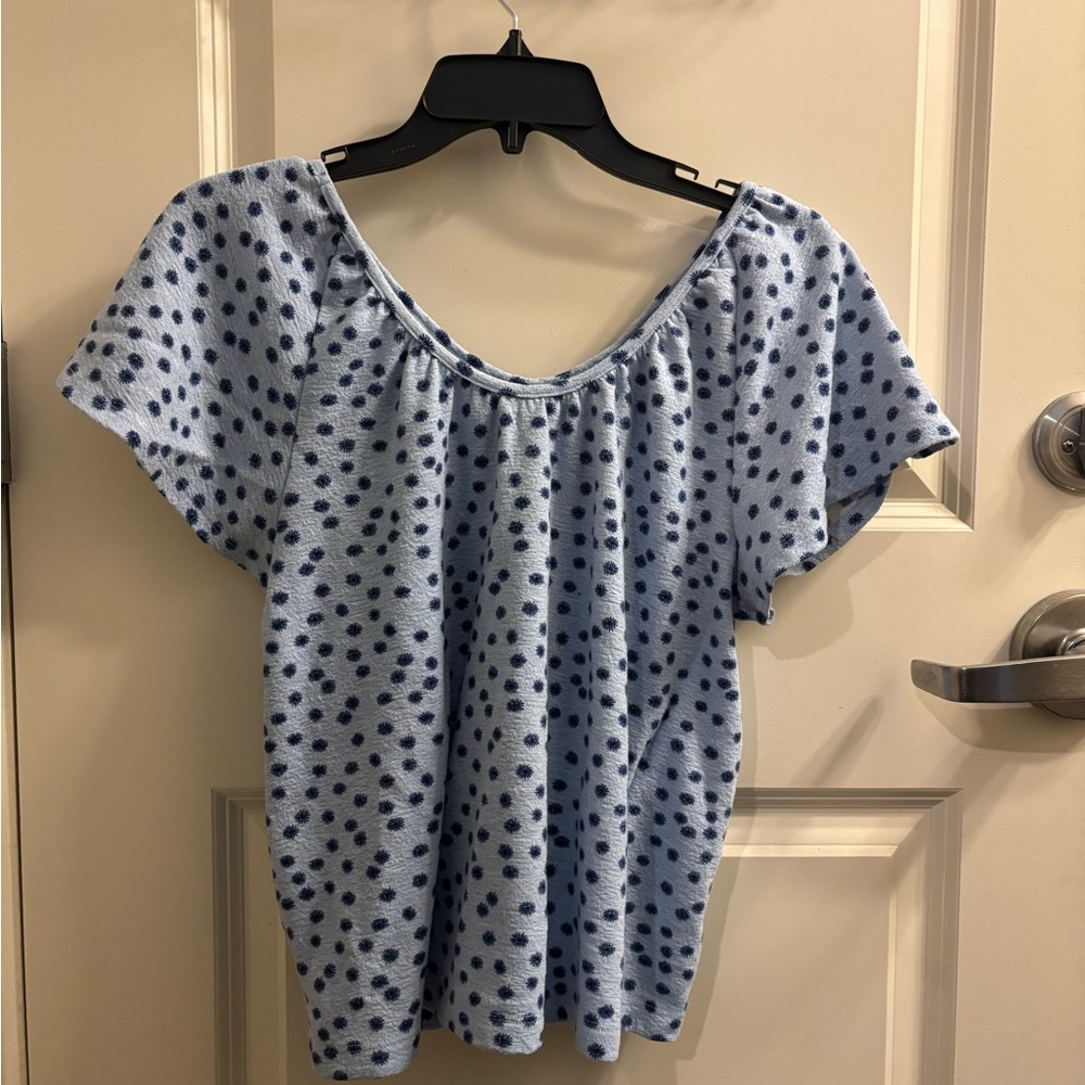 Banana Republic Light Blue Polka Dot Blouse
